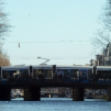 Trams on the bridges.
