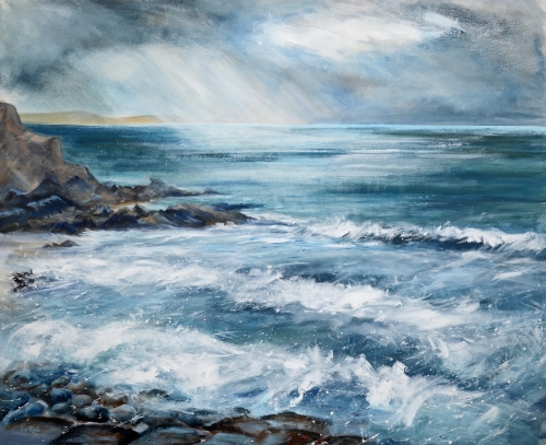 Sea Gazing, from the Breakwater, Bude, painted for the Shellseekers Art Exhibition