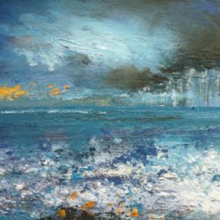 sunshine and showers small oil on board.