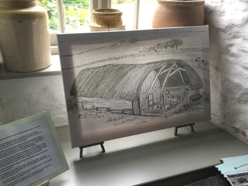 Sketch by Sue Read Old Post Office Tintagel as medieval longhouse